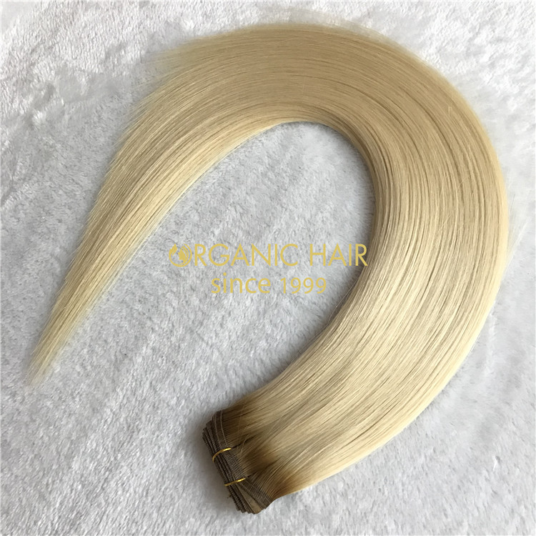 Customized rooted color human flat wefts and good reviews X273